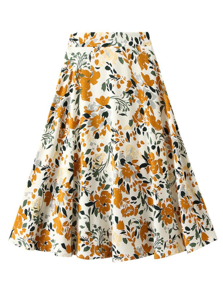 Thea Vintage Çiçek Desenli Kloş Etek