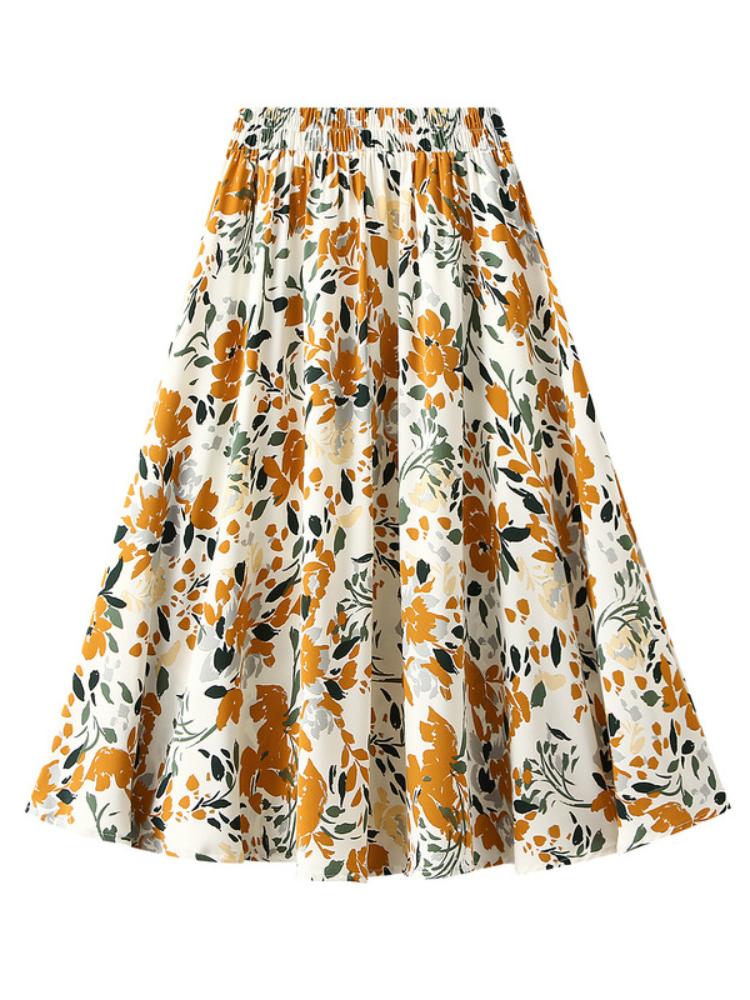 Thea Vintage Çiçek Desenli Kloş Etek