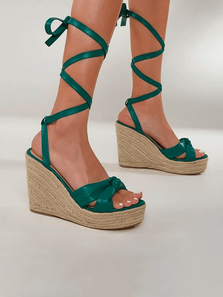 Tina Askılı Hasır Dolgu Topuklu Ayakkabı