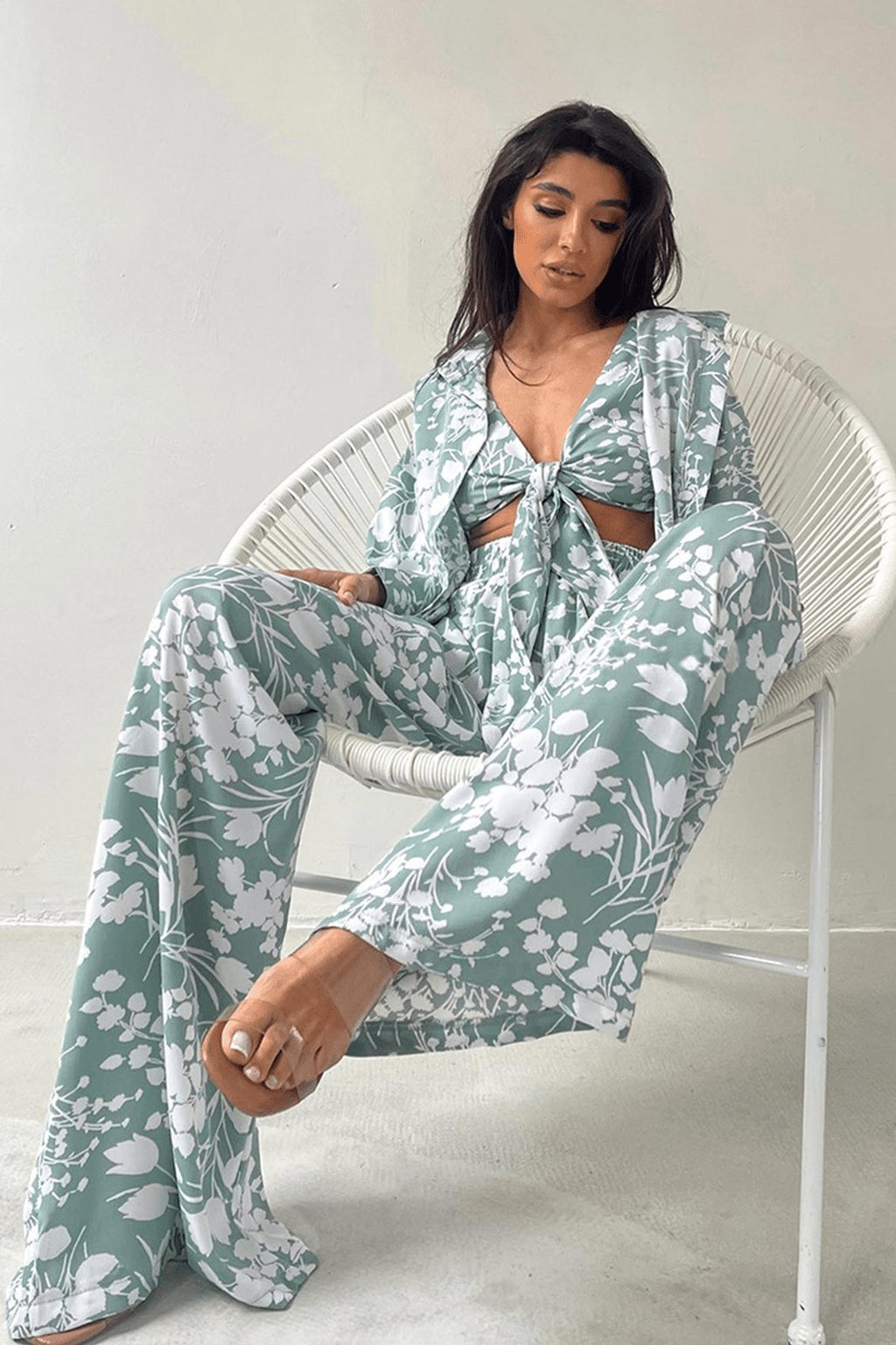 Trivia Baskılı Üç Parça Salon Takımı