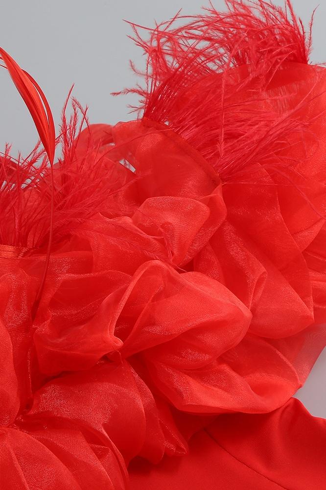 Truda Tüylü Omuzu Açık Mini Elbise