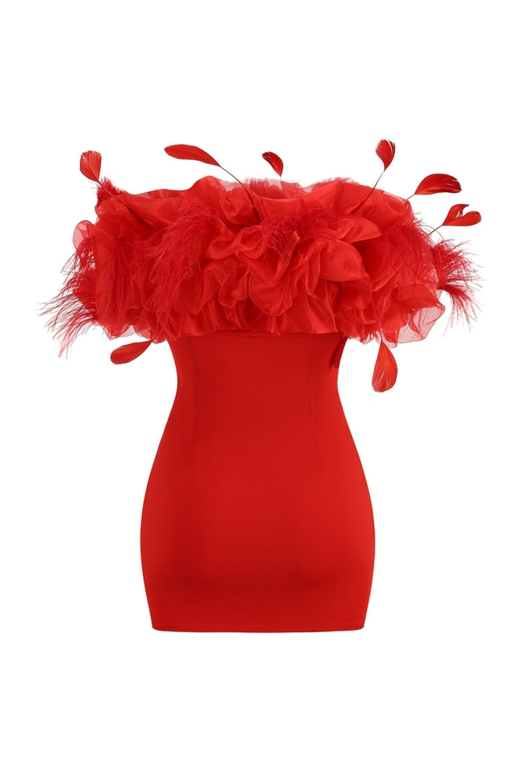 Truda Tüylü Omuzu Açık Mini Elbise