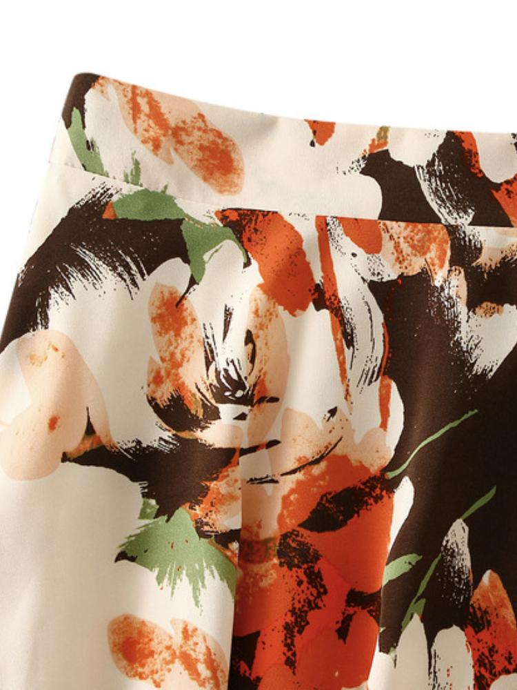 Una Çiçek Baskılı Kloş Etek