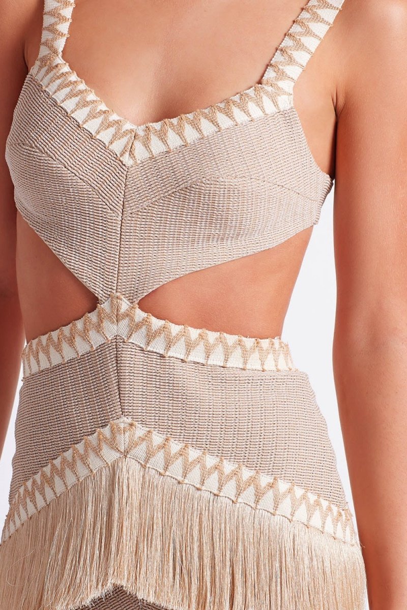 Valentina Kesik Püsküllü Örgü Maxi Elbise