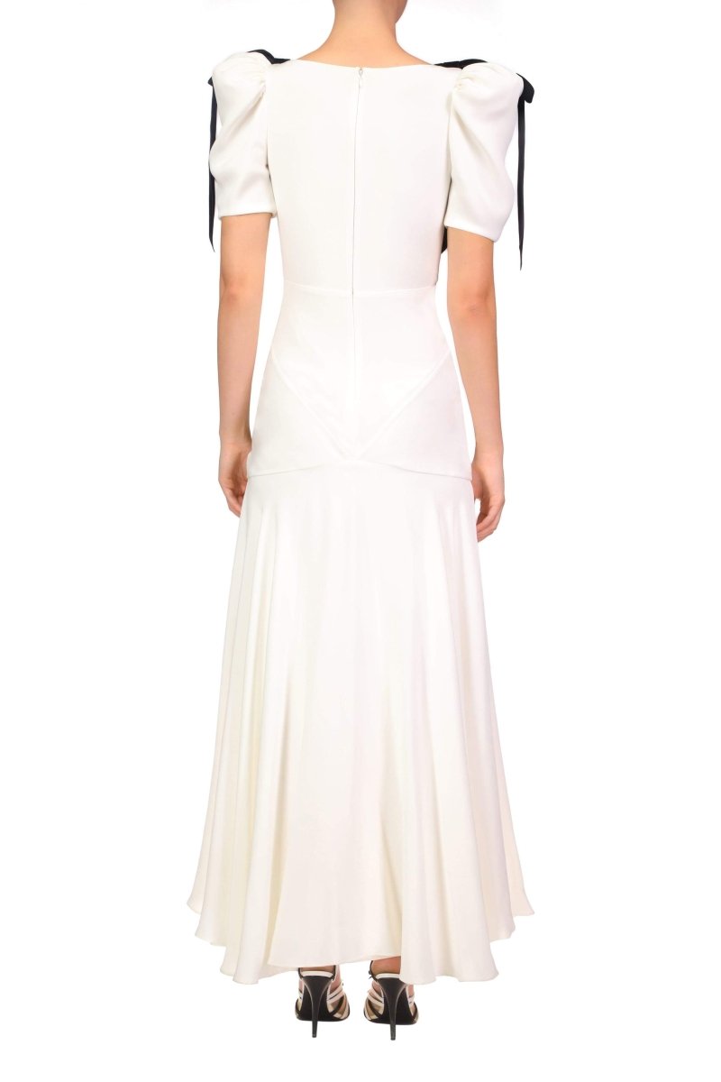 Valentina Puf Kol Fiyonklu Maxi Elbise