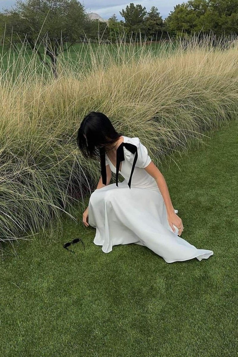 Valentina Puf Kol Fiyonklu Maxi Elbise