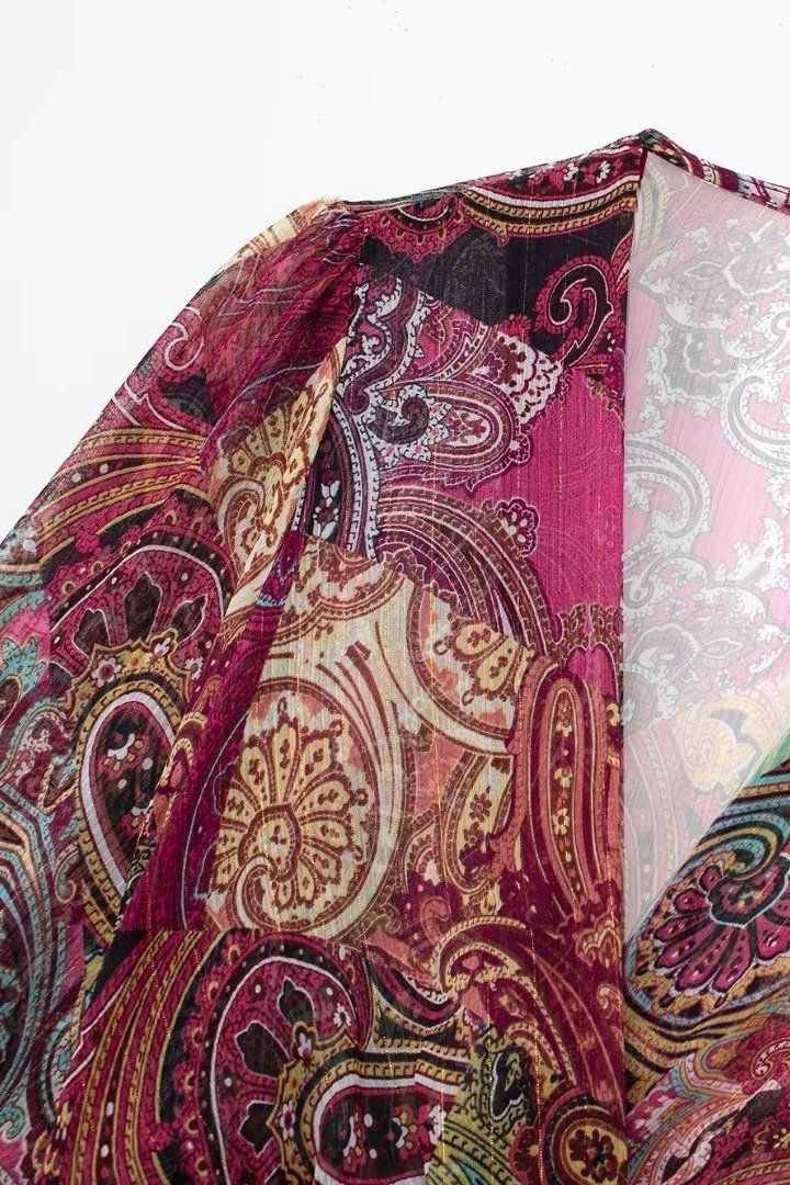 Valerie Baskılı Cut-Out Flare Maxi Elbise