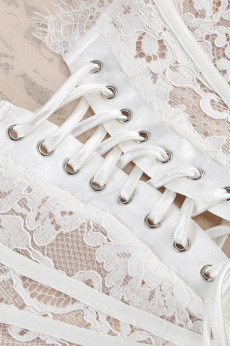 Venüs Straplez Dantel Korse Mini Elbise