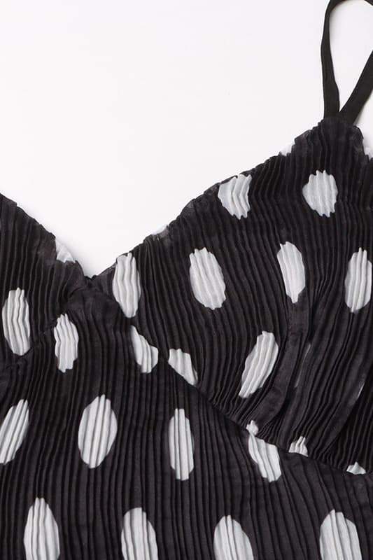 Verna Puantiyeli Katlı Midi Elbise