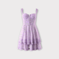 Lilac Fırfırlı Çiçekli Elbise