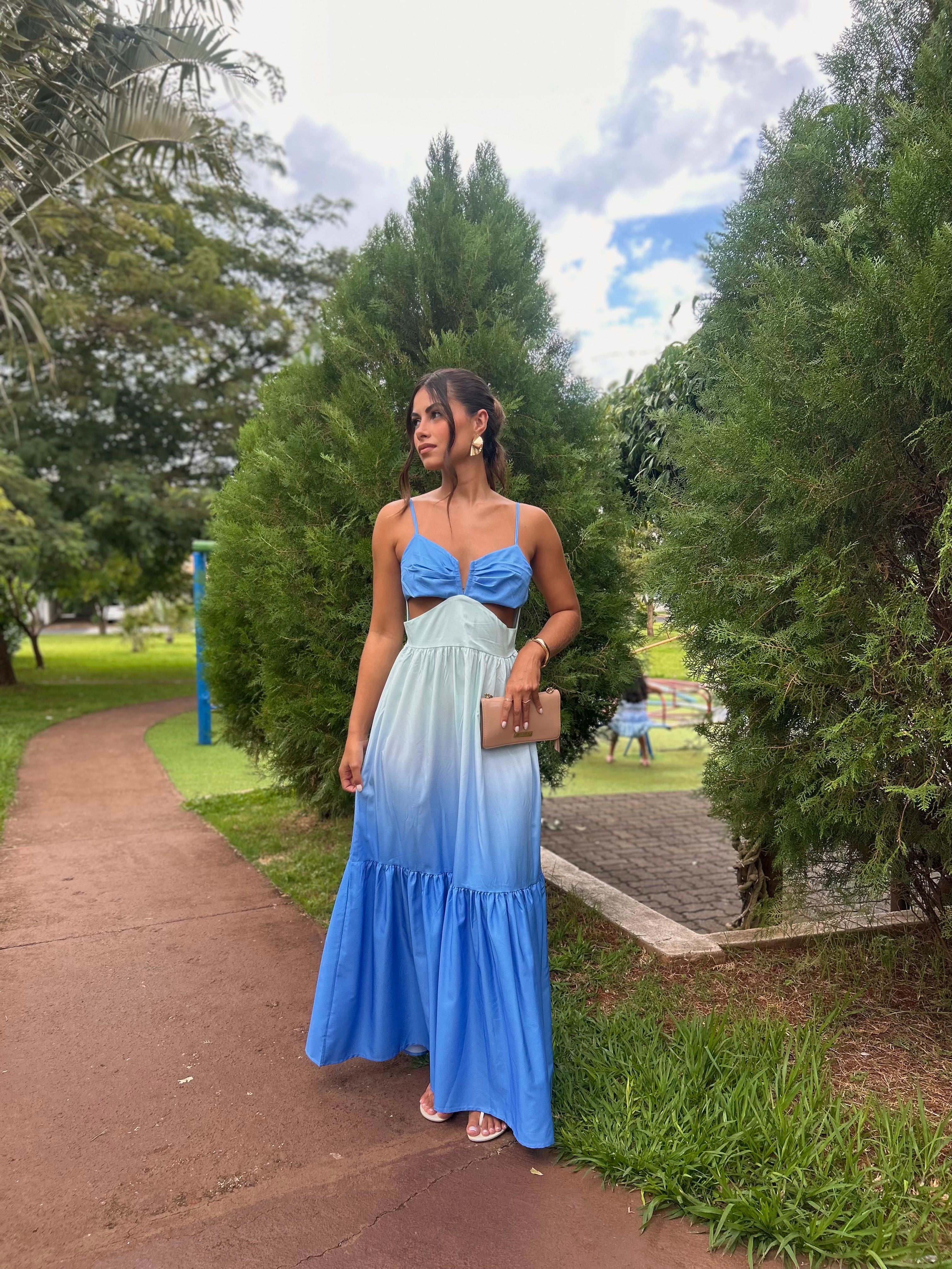 Nice Kontrast Geçişli Sırt Detay Uzun Elbise