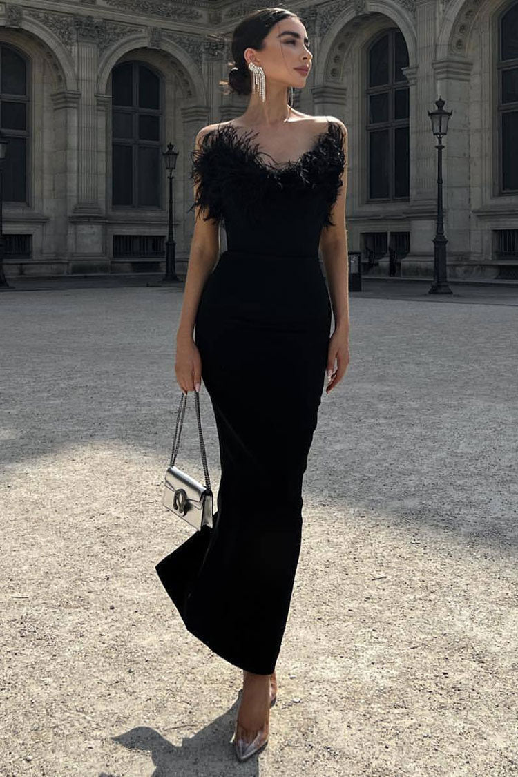 Veronica Tüy Detaylı Straplez Maxi Elbise