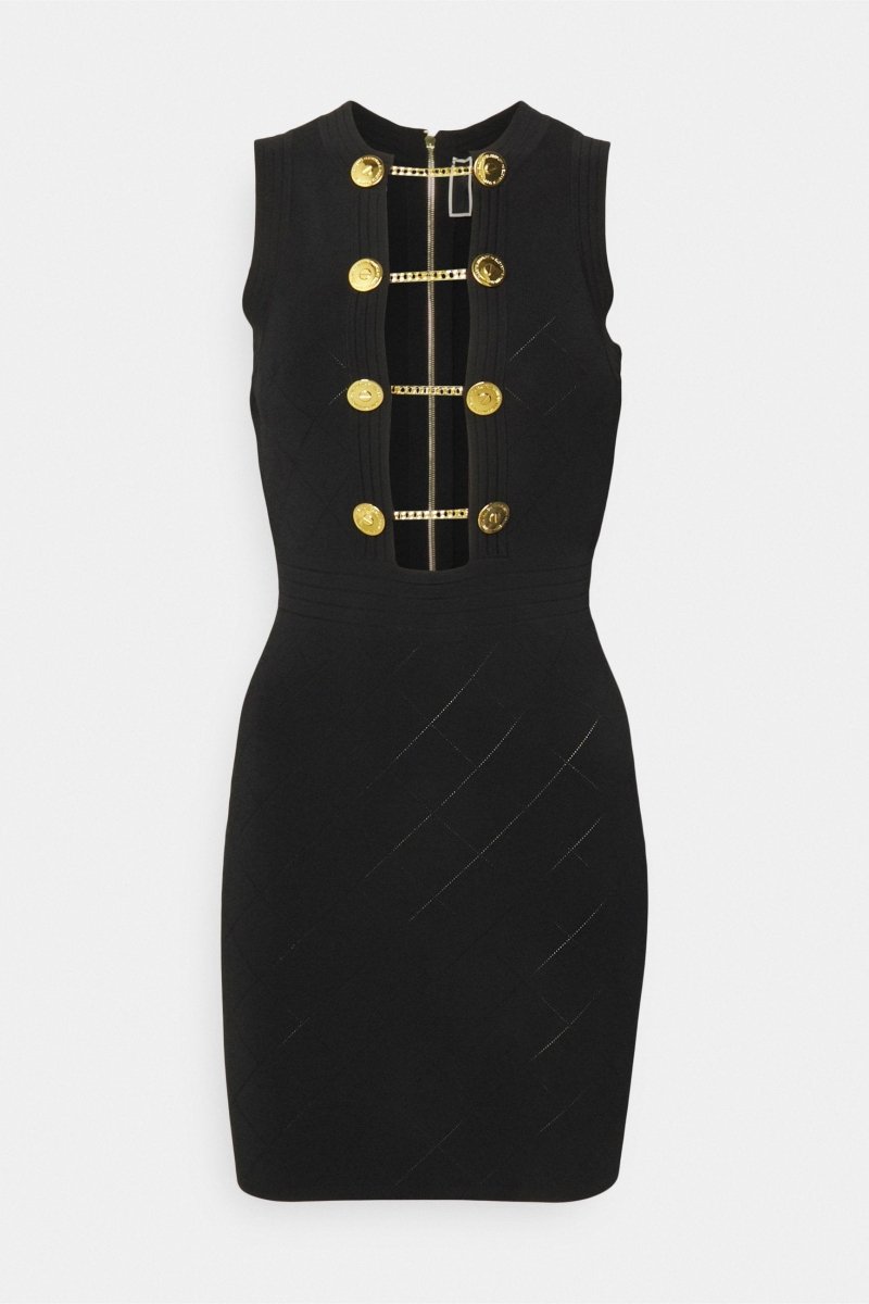 Viola Dekolteli Kolsuz Triko Mini Elbise