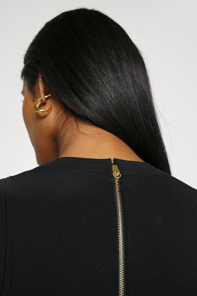 Viola Dekolteli Kolsuz Triko Mini Elbise