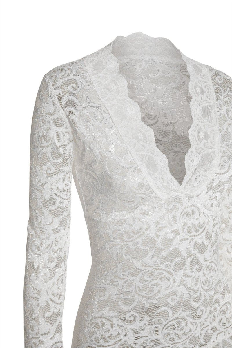 Virginia Şeffaf Dantel Uzun Elbise