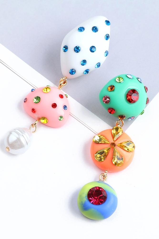 Wiola Renkli Taşlı Küpe