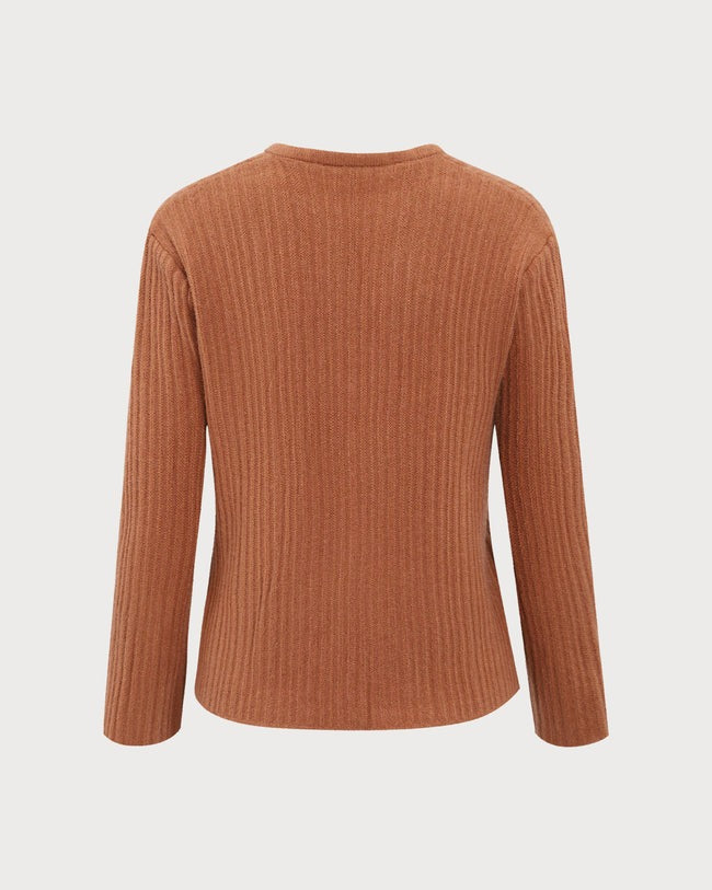 Karamel Düğmeli Dar Yırtmaçlı Hırka