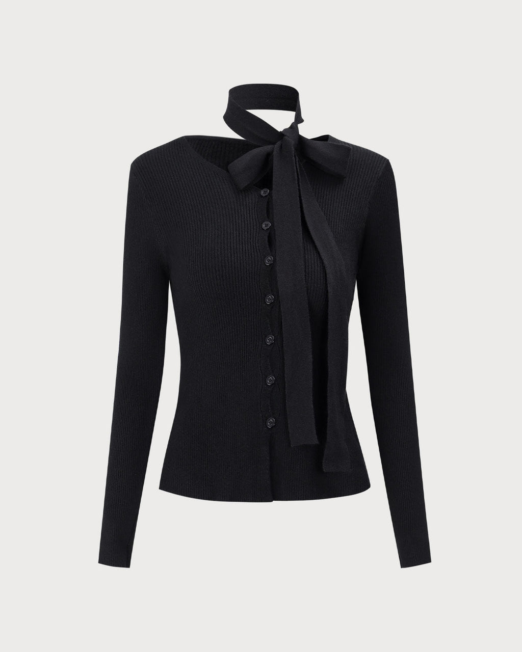 Siyah Fitilli Örgü Slim Hırka