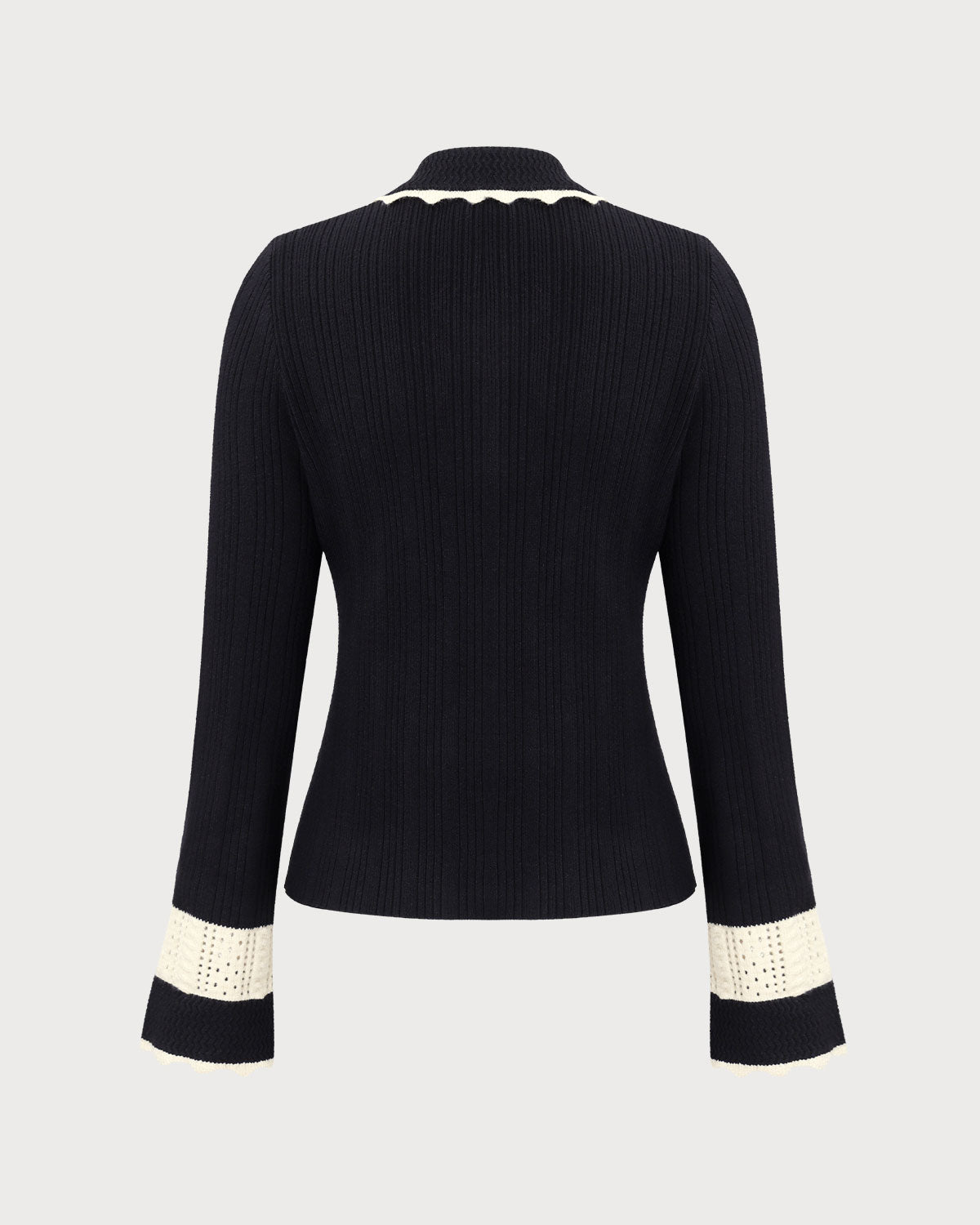 Siyah Parça Ekleme Düğmeli Fitilli Hırka