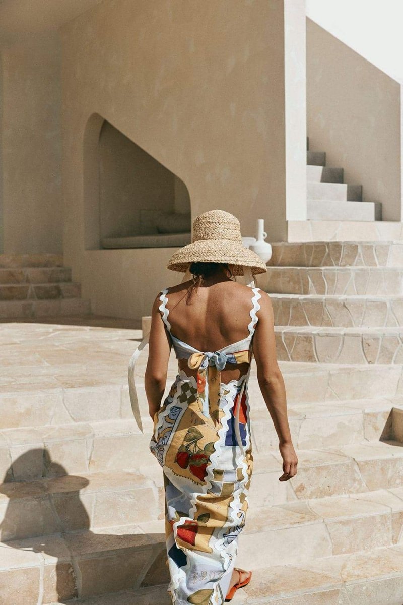 Xenia Baskılı Ric Rac Maxi Elbise