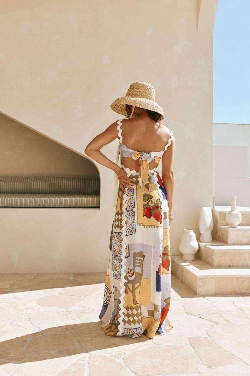 Xenia Baskılı Ric Rac Maxi Elbise