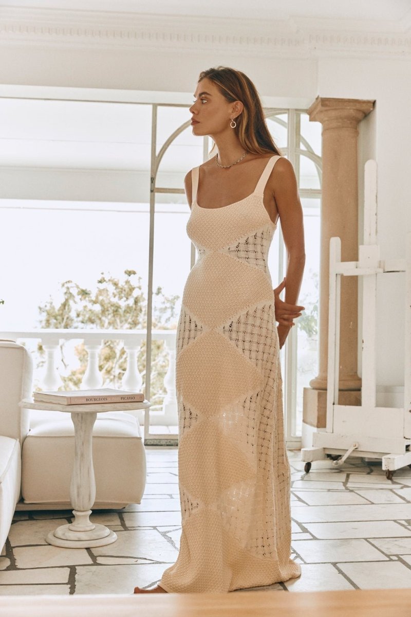 Yetta Oymalı Örgü Maxi Elbise