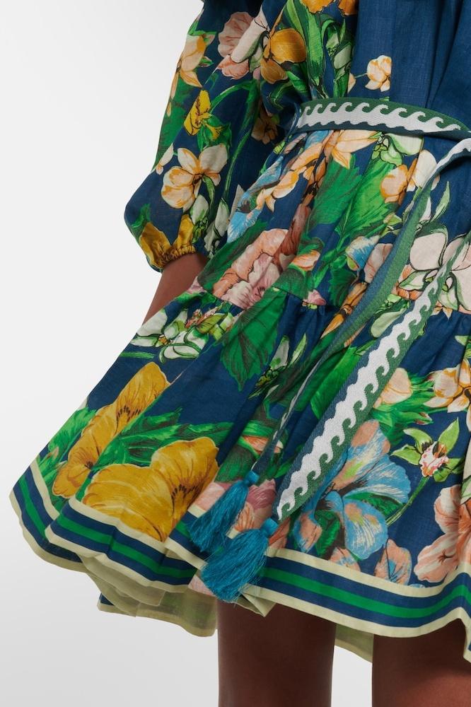 Yolanda Omuzu Açık Çiçek Baskılı Mini Elbise