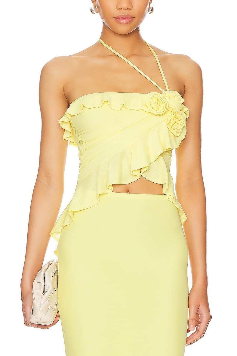 Zona Asimetrik Fırfırlı Boyundan Bağlamalı Takım