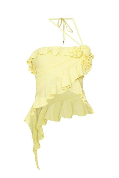 Zona Asimetrik Fırfırlı Boyundan Bağlamalı Takım