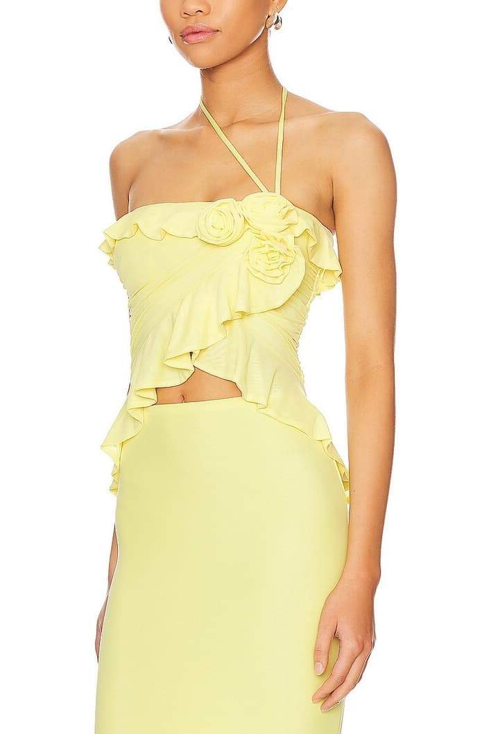 Zona Asimetrik Fırfırlı Boyundan Bağlamalı Takım