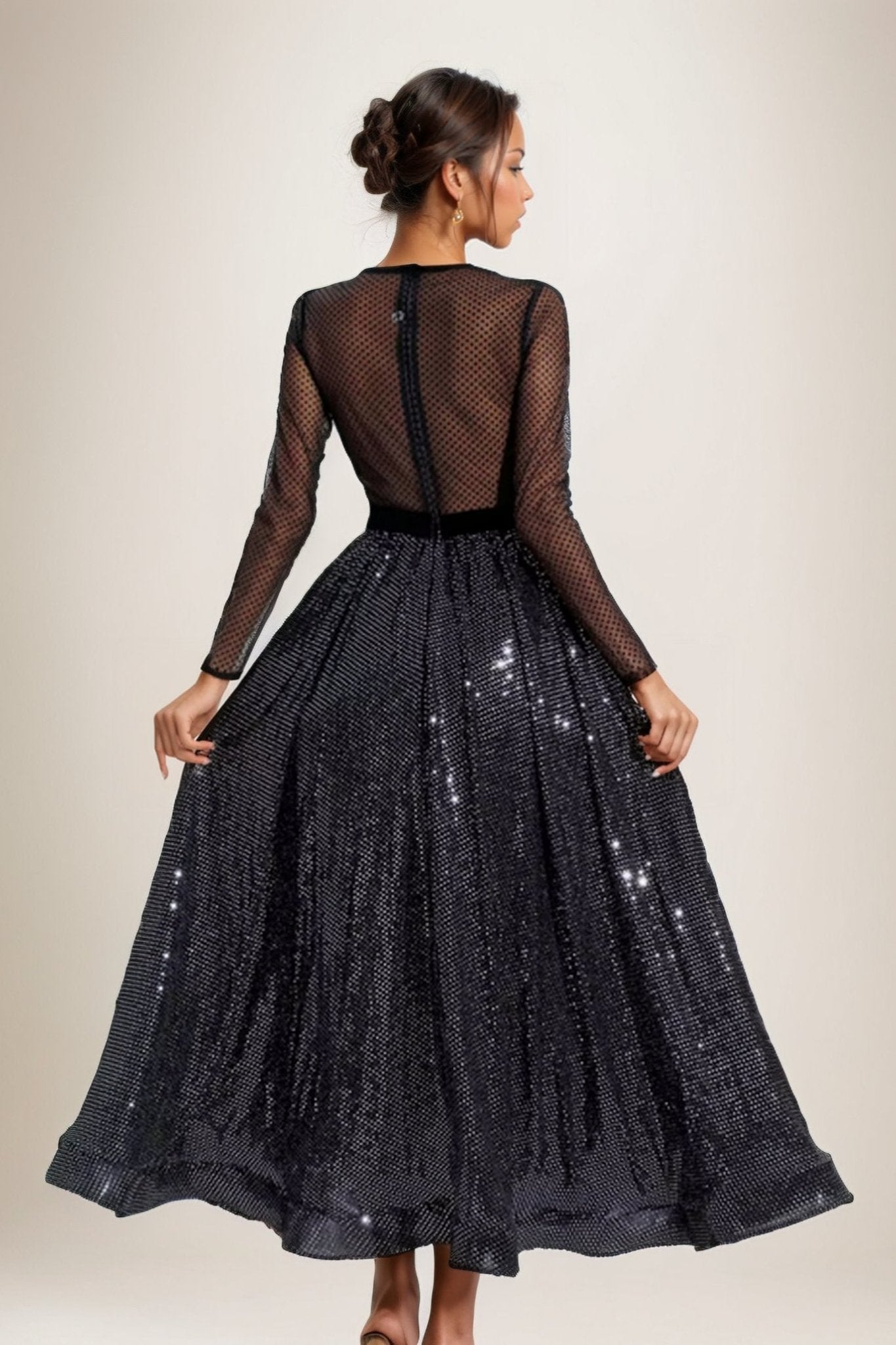 Zona Çiçek İşlemeli File Midi Elbise