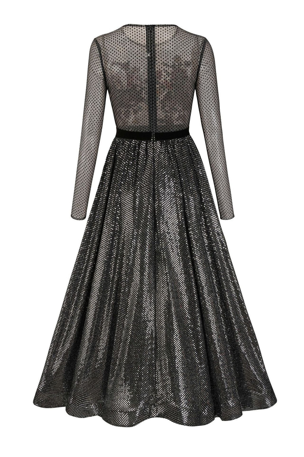 Zona Çiçek İşlemeli File Midi Elbise